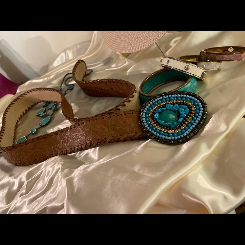 NINE WEST natural LEATHER BELT  LG/XL - Picture 5 of 13